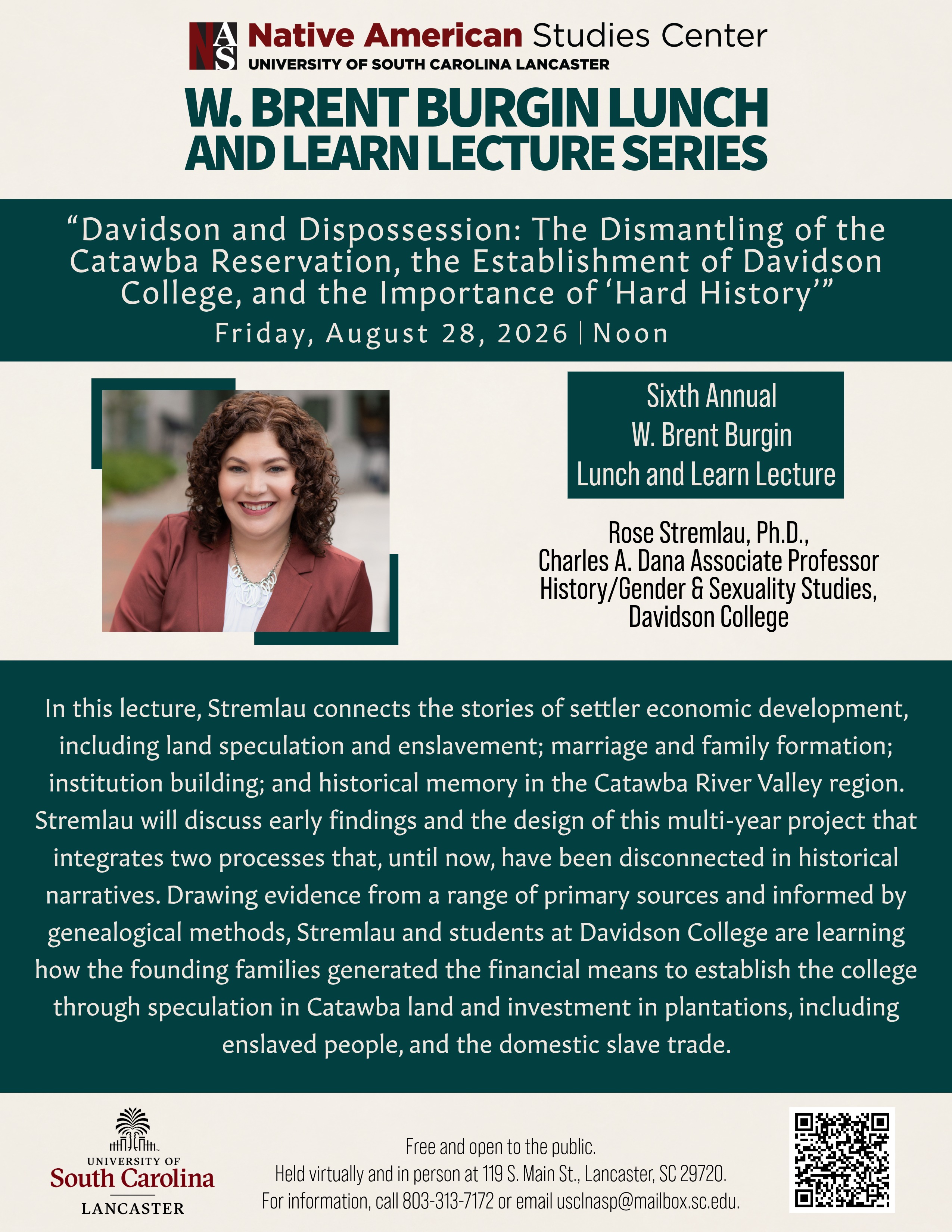 W. Brent Burgin Lunch and Learn Lecture Series Flyer graphic
